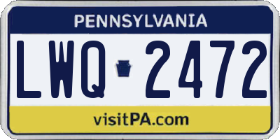 PA license plate LWQ2472
