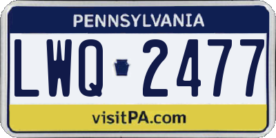 PA license plate LWQ2477