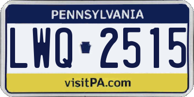 PA license plate LWQ2515
