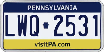 PA license plate LWQ2531