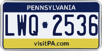 PA license plate LWQ2536