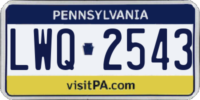 PA license plate LWQ2543