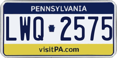 PA license plate LWQ2575