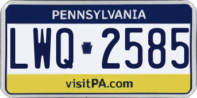 PA license plate LWQ2585