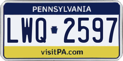 PA license plate LWQ2597