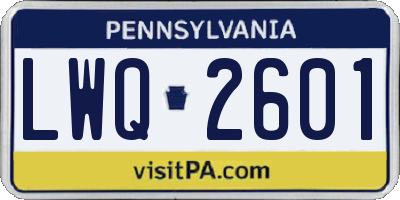 PA license plate LWQ2601