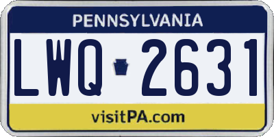 PA license plate LWQ2631
