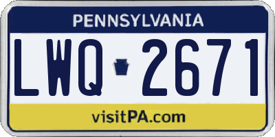 PA license plate LWQ2671