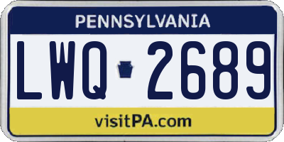 PA license plate LWQ2689