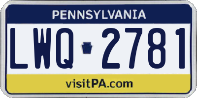 PA license plate LWQ2781