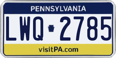 PA license plate LWQ2785