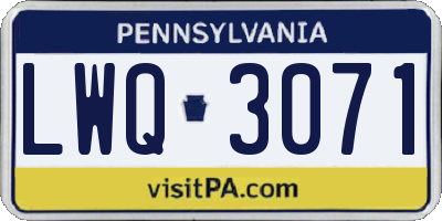 PA license plate LWQ3071