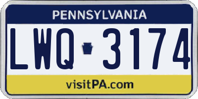 PA license plate LWQ3174