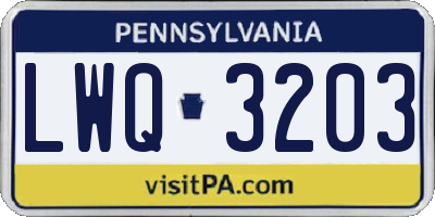 PA license plate LWQ3203