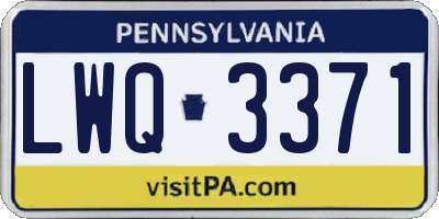 PA license plate LWQ3371