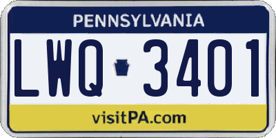 PA license plate LWQ3401