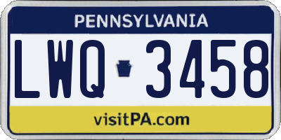 PA license plate LWQ3458