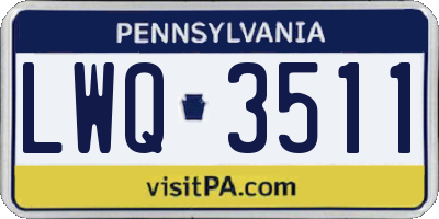 PA license plate LWQ3511