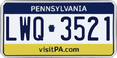 PA license plate LWQ3521