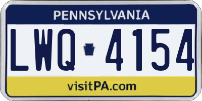 PA license plate LWQ4154