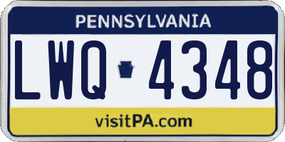 PA license plate LWQ4348