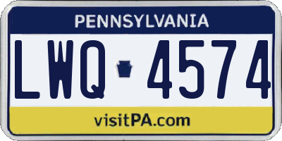PA license plate LWQ4574