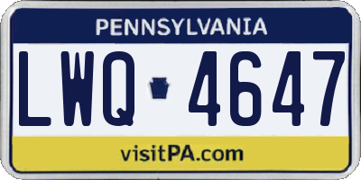 PA license plate LWQ4647