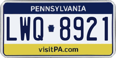 PA license plate LWQ8921