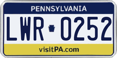 PA license plate LWR0252