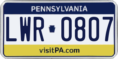 PA license plate LWR0807