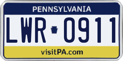 PA license plate LWR0911