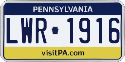 PA license plate LWR1916