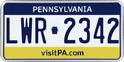 PA license plate LWR2342
