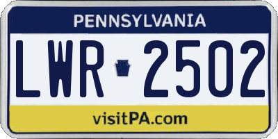 PA license plate LWR2502