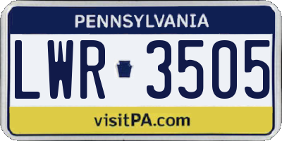 PA license plate LWR3505