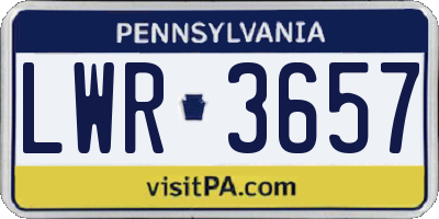 PA license plate LWR3657