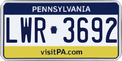 PA license plate LWR3692
