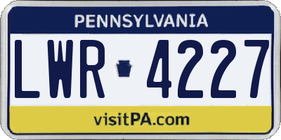 PA license plate LWR4227