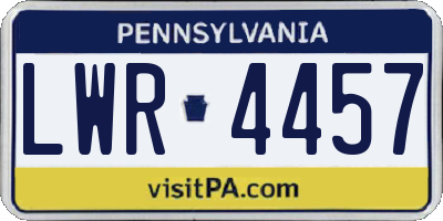 PA license plate LWR4457