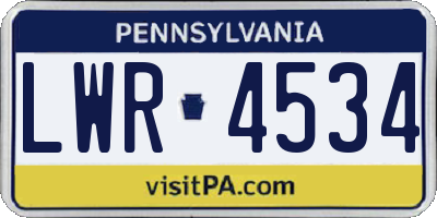 PA license plate LWR4534