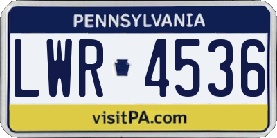 PA license plate LWR4536