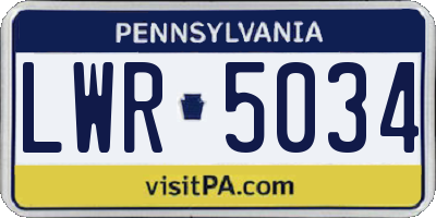 PA license plate LWR5034