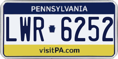 PA license plate LWR6252