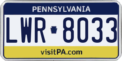 PA license plate LWR8033
