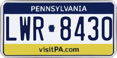 PA license plate LWR8430