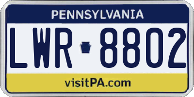 PA license plate LWR8802