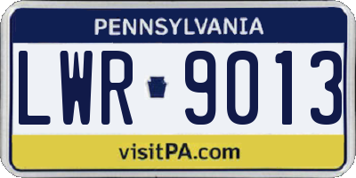 PA license plate LWR9013