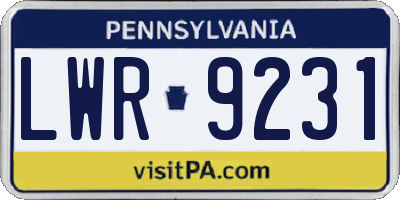 PA license plate LWR9231