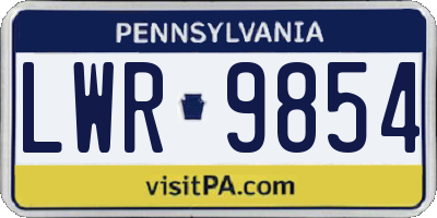 PA license plate LWR9854