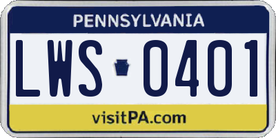 PA license plate LWS0401